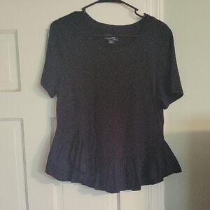 Anthropologie Black Peplum Short Sleeve T-Shirt